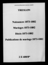 Treslon. Naissances, mariages, décès, publications de mariage 1873-1882