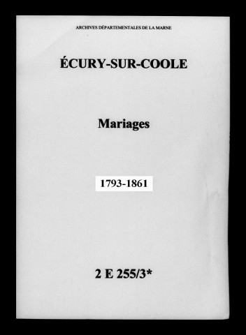 Écury-sur-Coole. Mariages 1793-1861