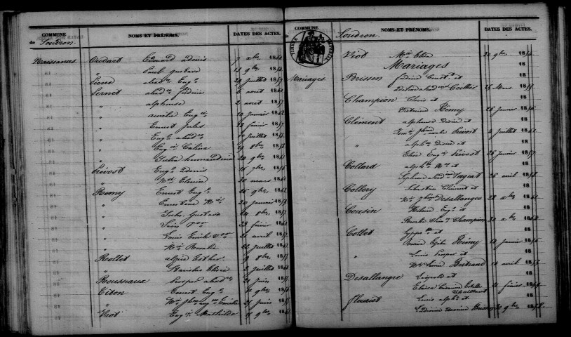 Soudron. Table décennale 1853-1862