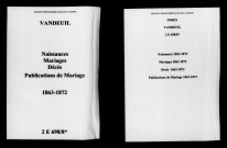 Vandeuil. Naissances, mariages, décès, publications de mariage 1863-1872