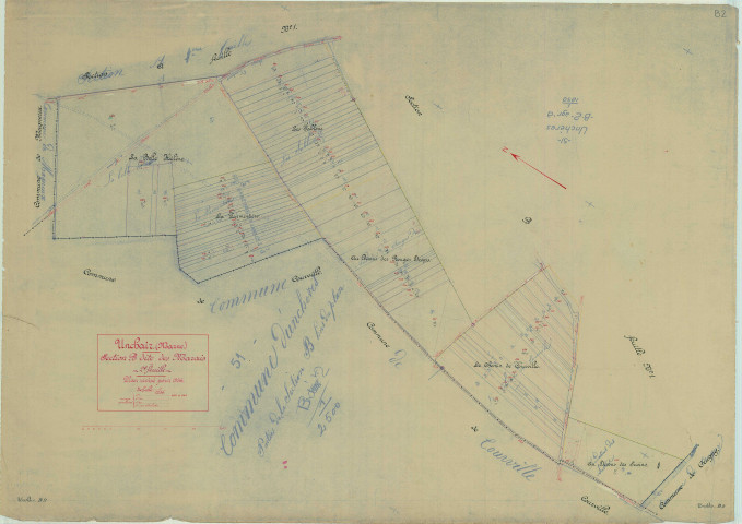 Unchair (51586). Section B2 échelle 1/1250, plan mis à jour pour 1937, plan non régulier (papier).