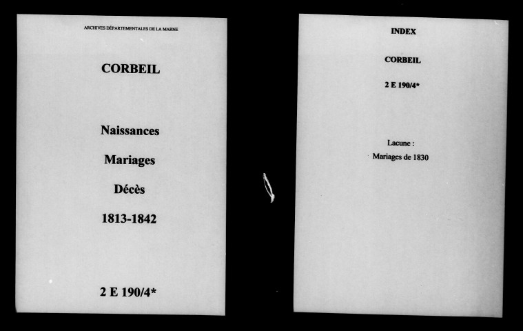 Corbeil. Naissances, mariages, décès 1813-1842
