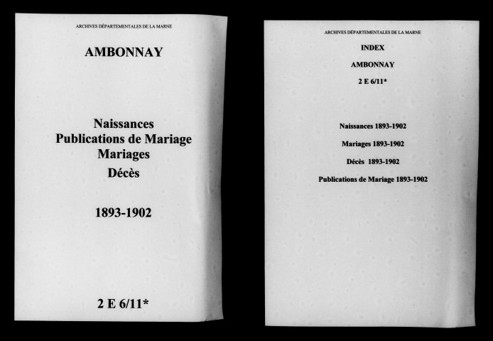 Ambonnay. Naissances, publications de mariage, mariages, décès 1893-1902
