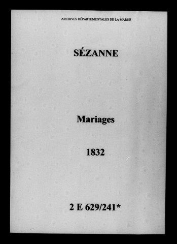 Sézanne. Mariages 1832