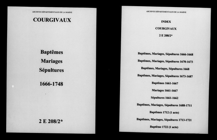 Courgivaux. Baptêmes, mariages, sépultures 1666-1748