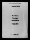 Vandières. Baptêmes, mariages, sépultures 1761-1792