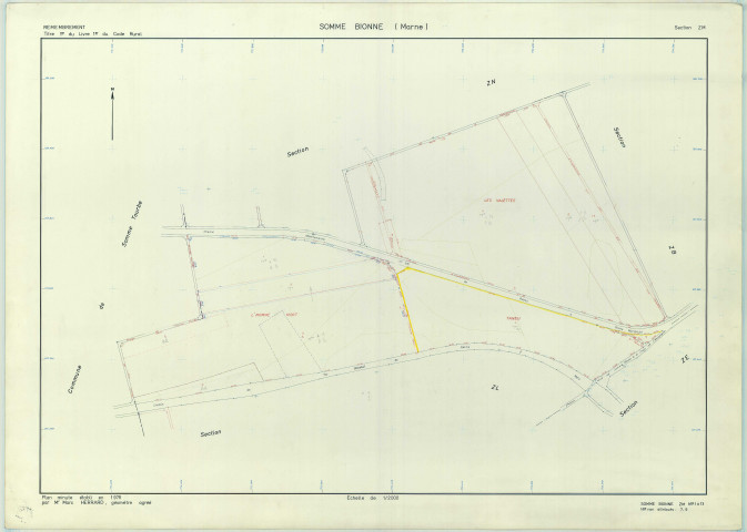 Somme-Bionne (51543). Section ZM échelle 1/2000, plan remembré pour 1978, plan régulier (papier armé)