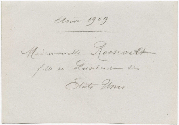 Mademoiselle Anna Roosevelt, fille du président des États-Unis, août 1909