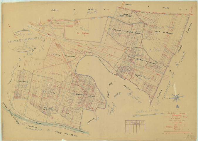 Sarry (51525). Section A5 échelle 1/2500, plan mis à jour pour 1943, plan non régulier (papier)
