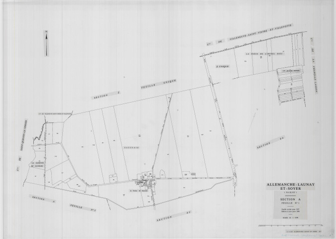 Allemanche-Launay-et-Soyer (51004). Section A1 1 échelle 1/2500, plan renouvelé pour 01/01/1937, non régulier (calque)