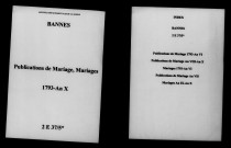 Bannes. Publications de mariage, mariages 1793-an X
