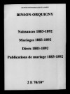 Binson-et-Orquigny. Naissances, mariages, décès, publications de mariage 1883-1892