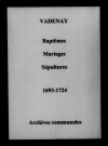 Vadenay. Baptêmes, mariages, sépultures 1693-1724