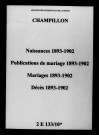 Champillon. Naissances, publications de mariage, mariages, décès 1893-1902