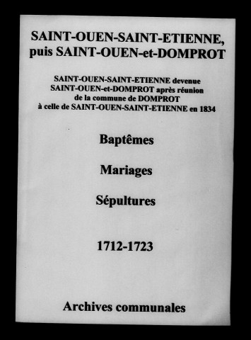 Saint-Ouen. Baptêmes, mariages, sépultures 1712-1723