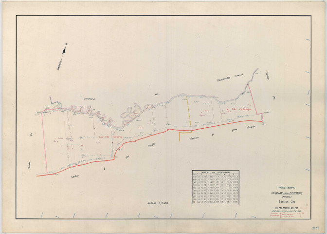 Cernay-en-Dormois (51104). Section ZM échelle 1/2000, plan remembré pour 1964, plan régulier (papier armé)