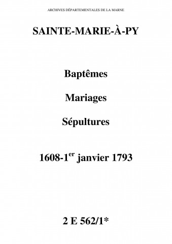 Sainte-Marie-à-Py. Baptêmes, mariages, sépultures 1608-1793