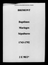 Brimont. Baptêmes, mariages, sépultures 1743-1792
