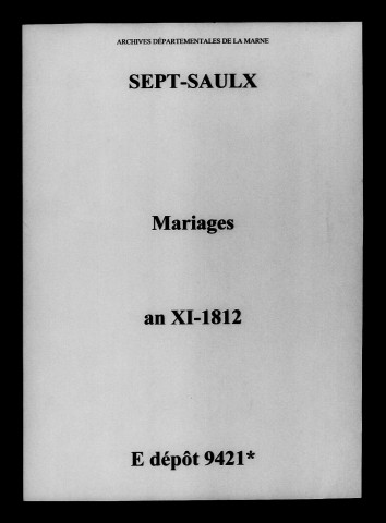 Sept-Saulx. Mariages an XI-1812