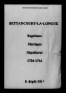 Bettancourt-la-Longue. Baptêmes, mariages, sépultures 1720-1746