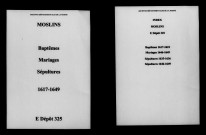 Moslins. Baptêmes, mariages, sépultures 1617-1649