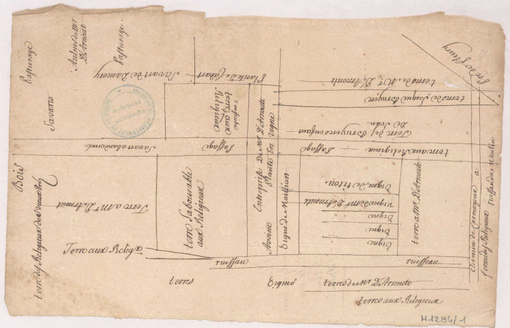 Cormoyeux et Romery. Plan de quelques terres de la ferme d'Ecoute-Sil-Pleut, XVIIIème.