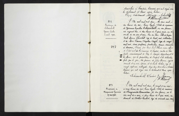 Somsois. Naissances, mariages, décès 1902-1907 (reconstitutions)