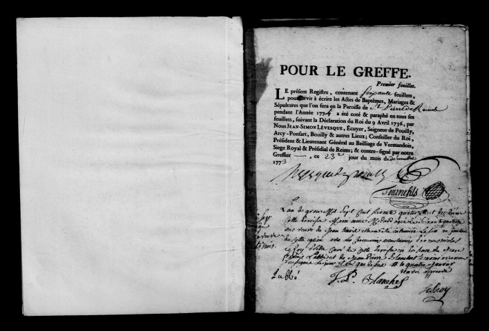 Reims. Saint-Pierre. Baptêmes, mariages, sépultures 1774-1777