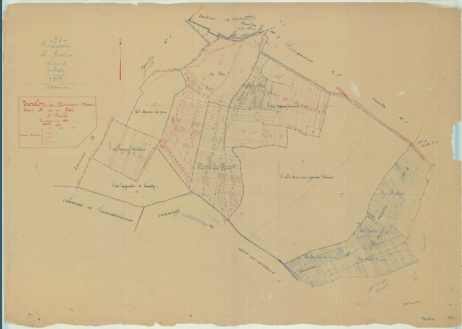 Vert-Toulon (51611). Section B2 échelle 1/2500, plan mis à jour pour 1934, plan non régulier (papier)