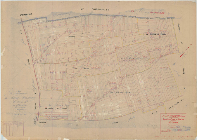 Faux-Fresnay (51243). Section A4 échelle 1/2000, plan mis à jour pour 01/01/1940, non régulier (papier)
