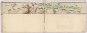 Carte itinéraire de la route de Paris en Allemagne traversant la Champagne, passant par Epernai, Chaalons, Vitry et St Dizier , 1776 : 5- de Mardeuil à Epernai