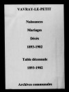 Vavray-le-Petit. Naissances, mariages, décès et tables décennales des naissances, mariages, décès 1893-1902