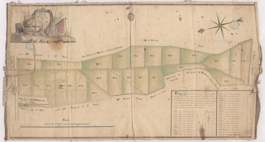 Plan topographique des marais usages de Pierry, 1789.