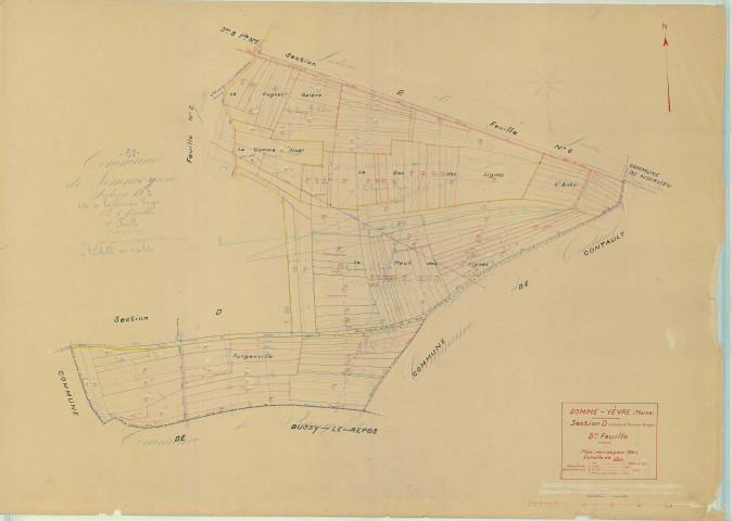 Somme-Yèvre (51549). Section D3 échelle 1/2500, plan mis à jour pour 1945, plan non régulier (papier)