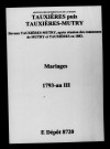 Tauxières. Mariages 1793-an III