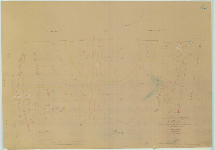 Ay (51030). Section H7 échelle 1/1000, plan refait pour 1948, plan régulier (papier).