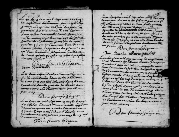 Moiremont. Baptêmes, mariages, sépultures 1705-1737