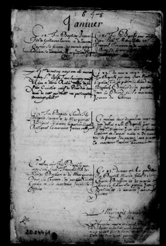 Dormans. Baptêmes, mariages, sépultures 1668-1696