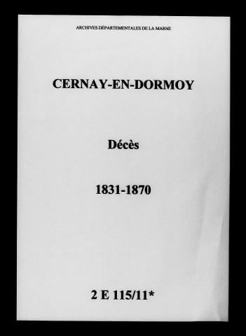 Cernay-en-Dormois. Décès 1831-1870