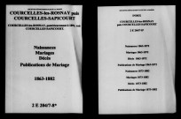Courcelles-lès-Rosnay. Naissances, mariages, décès, publications de mariage 1863-1872