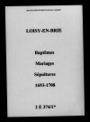 Loisy-en-Brie. Baptêmes, mariages, sépultures 1693-1708
