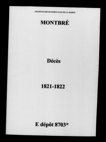 Montbré. Décès 1821-1822