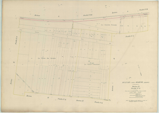Aulnay-sur-Marne (51023). Section B2 4 échelle 1/1000, plan dressé pour 1912, plan non régulier (papier)