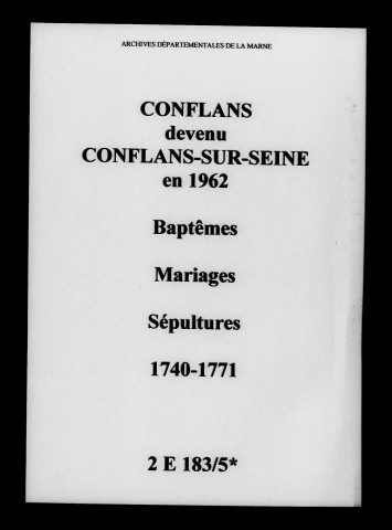 Conflans. Baptêmes, mariages, sépultures 1740-1771