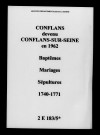 Conflans. Baptêmes, mariages, sépultures 1740-1771