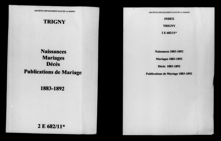 Trigny. Naissances, mariages, décès, publications de mariage 1883-1892