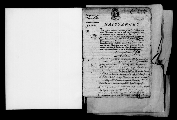 Trois-Puits. Naissances, mariages, décès 1793-an X