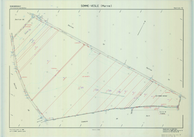 Somme-Vesle (51548). Section YZ 1 échelle 1/2000, plan remembré pour 2006, plan régulier (calque)