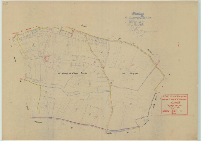 Vienne-le-Château (51621). Section B4 échelle 1/2500, plan mis à jour pour 1946, plan non régulier (papier)