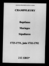 Champfleury. Baptêmes, mariages, sépultures 1723-1792